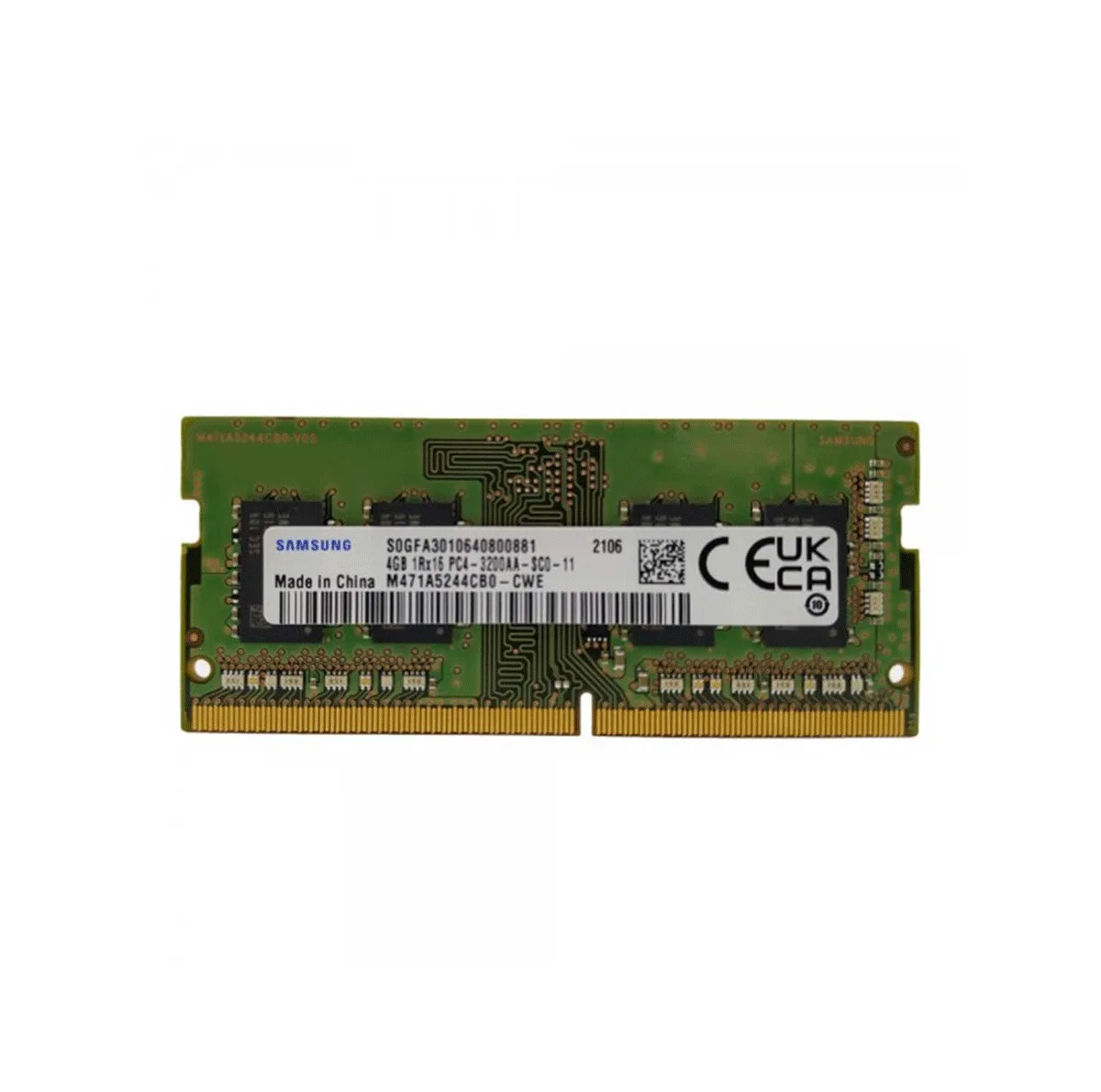 رم لپ‌تاپ DDR4 تک کاناله 4 گیگابایت سامسونگ مدل SODIMM با فرکانس 3200 مگاهرتز و تایمینگ CL19