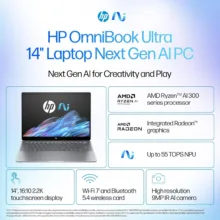 لپ‌تاپ 14 اچ‌ پی مدل OmniBook Ultra 14 fd0002na-Ryzen AI 9 365-32GB LPDDR5X-1TB SSD-Touch-2.2K-Backlit