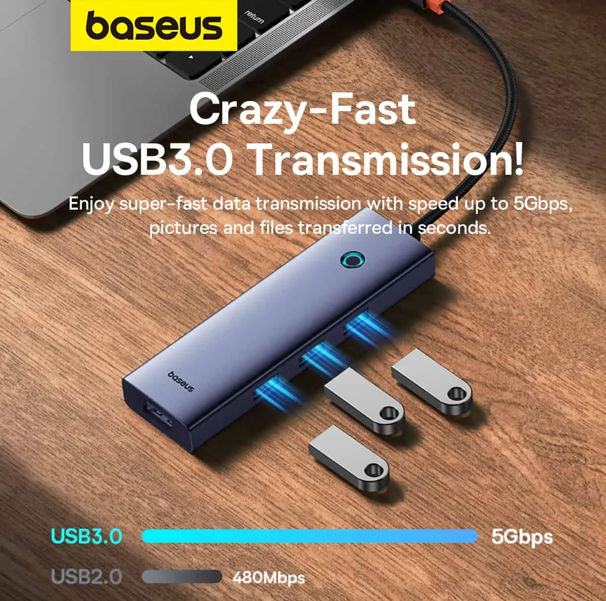 هاب 5 پورت USB-C بیسوس مدل UltraJoy Series BS-OH149