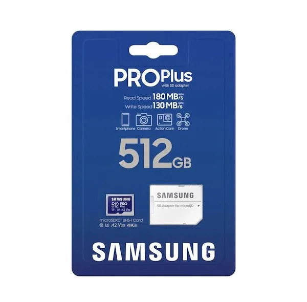 کارت حافظه microSDXC سامسونگ مدل Pro Plus کلاس 10 استاندارد UHS-I U3 سرعت 180MBps ظرفیت 512 گیگابایت