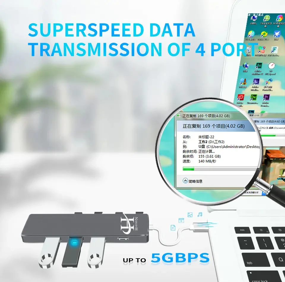 هاب 4 پورت USB 3.0 هارمن مدل HR-USB3000