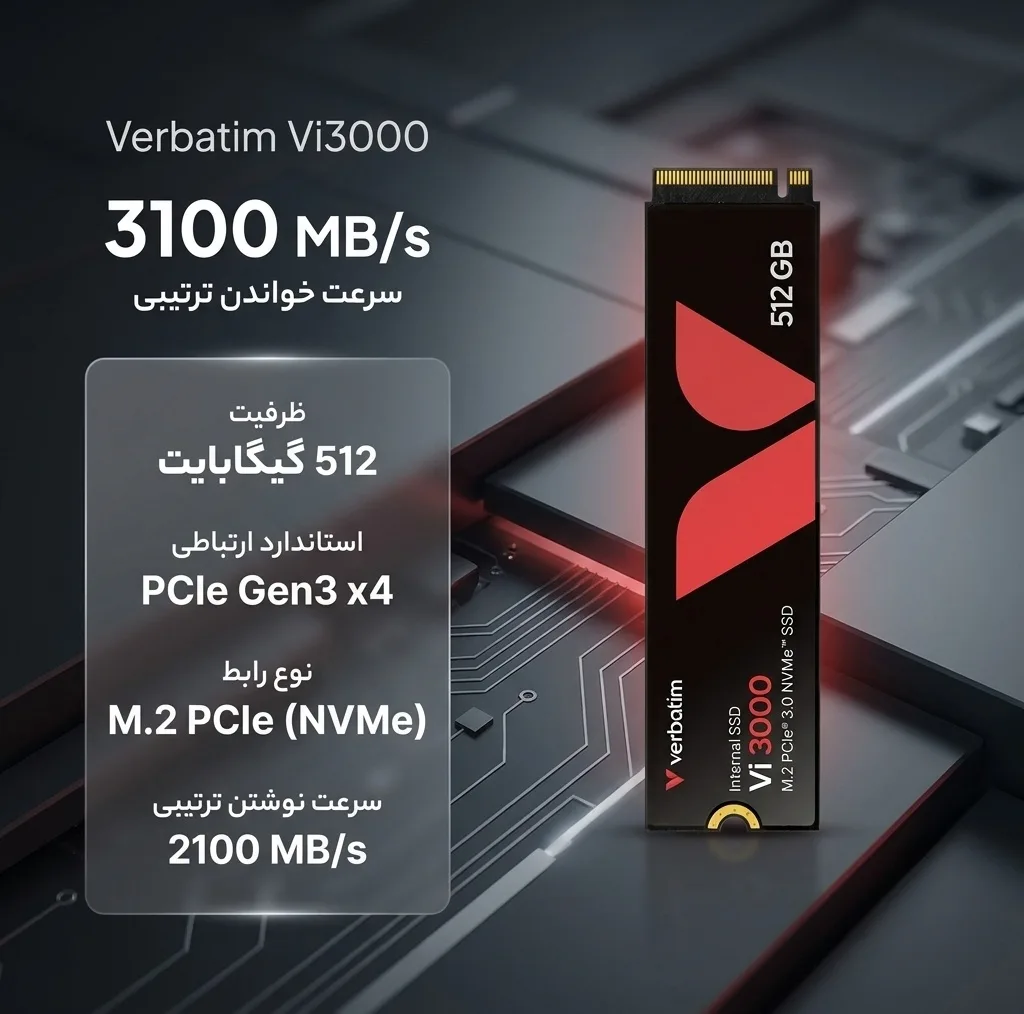 اس اس دی اینترنال PCIe Gen3 x4 ورباتیم مدل Vi3000 ظرفیت 512 گیگابایت