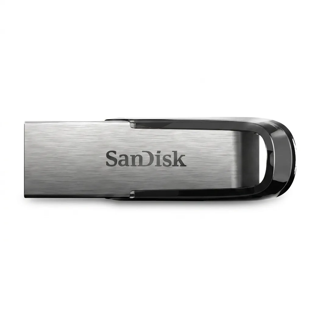 فلش مموری سن دیسک مدل Ultra Flair CZ73 ظرفیت 16 گیگابایت با بدنه فلزی، پورت USB 3.0، سازگار با USB 2.0 و قابلیت رمزگذاری فایل‌ها