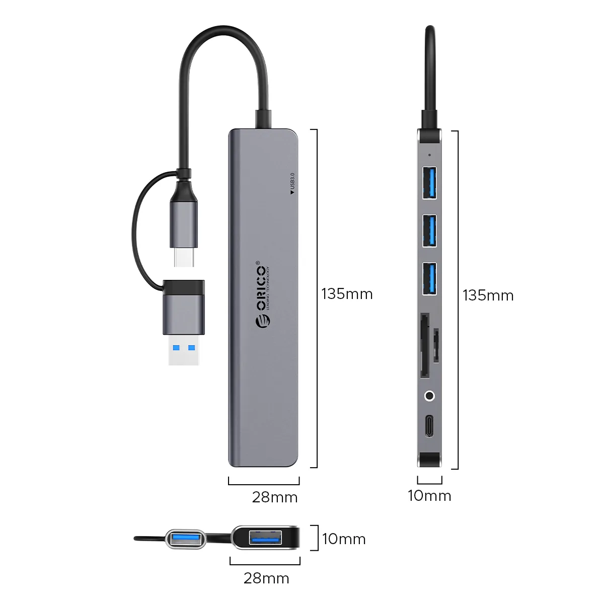 هاب 8 پورت USB-C اوریکو مدل YSA8-U3