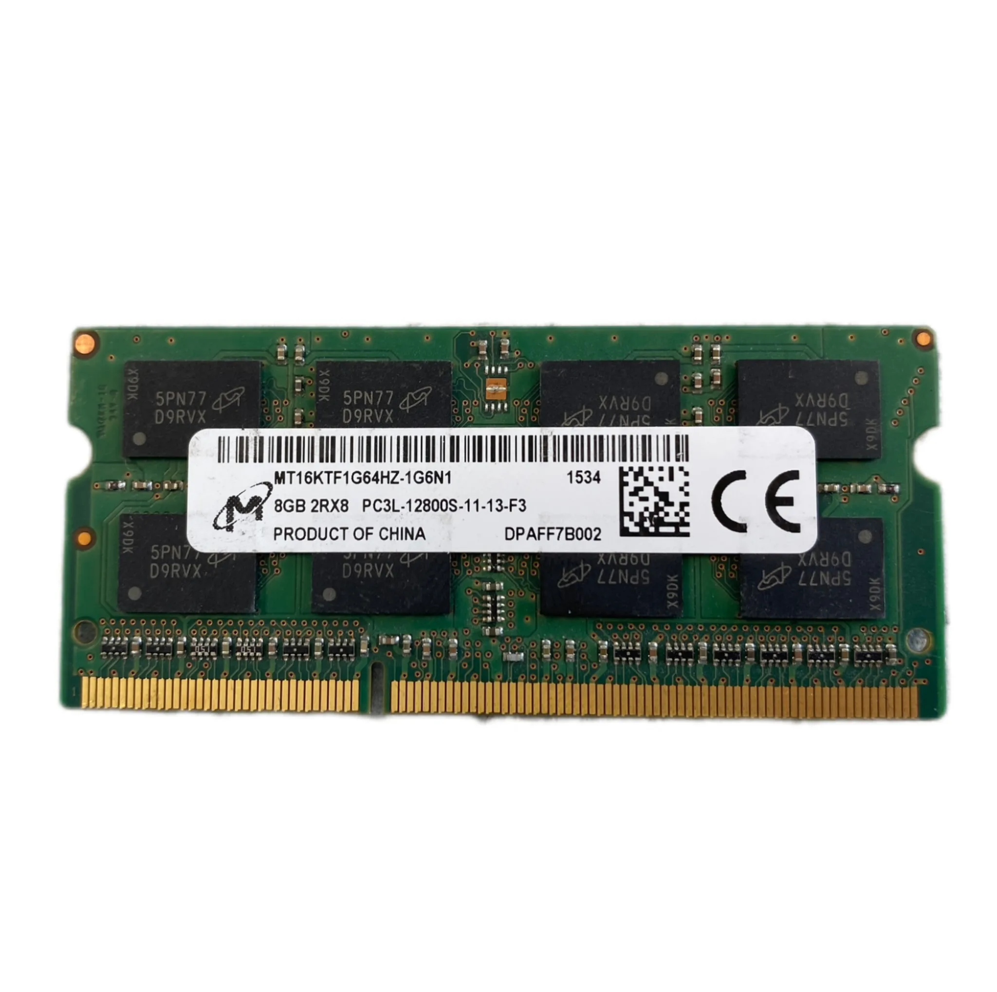 رم لپ تاپ DDR3L دو کاناله 1600 مگاهرتز CL11 میکرون مدل ۱۲۸۰۰s ظرفیت ۸ گیگابایت