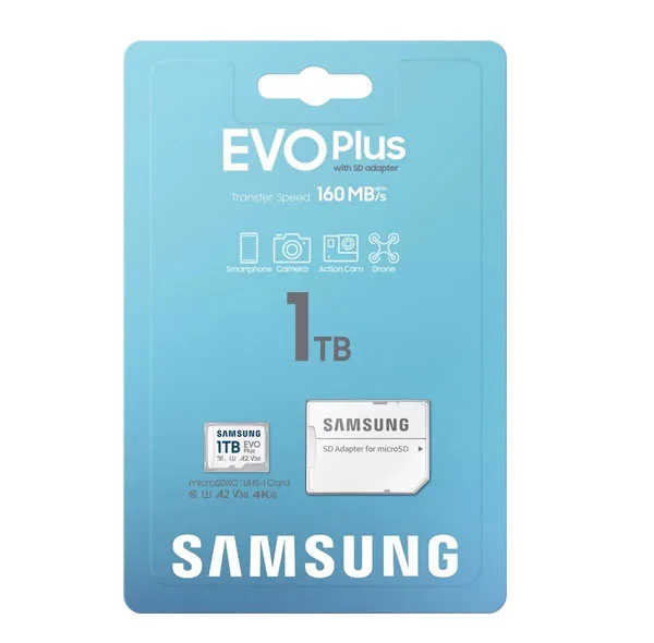 کارت حافظه microSDXC سامسونگ  مدل EVO PLUS کلاس A2 استاندارد UHS-U3 سرعت 160MBps ظرفیت1 ترابایت به همراه آداپتور SD