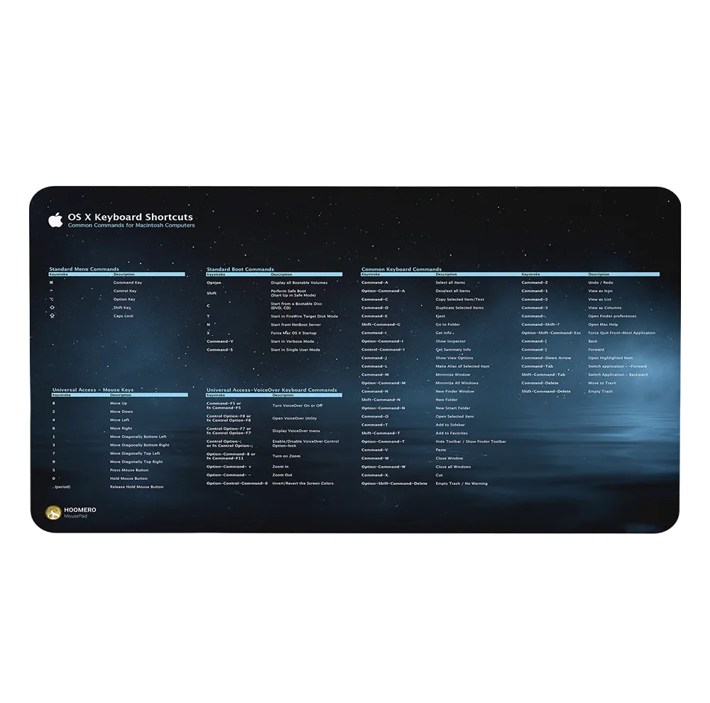 ماوس پد هومرو مدل DP029 طرح شورتکات های کیبورد keyboard shortcuts پریمیوم