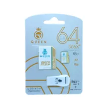 کارت حافظه Micro SDXC کوئین تک مدل Elite pro A2-V30-566X PLUS کلاس 10 استاندارد UHS-l U3 سرعت 85mbps ظرفیت 64 گیگابایت به همراه آداپتور SD و کارت خوان USB