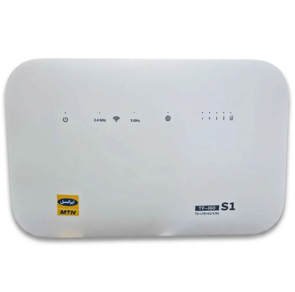 مودم خانگی ایرانسل TF-i60 S1 با پشتیبانی شبکه 4G و TD-LTE، اتصال هم‌زمان تا 32 کاربر، قابلیت ایجاد 4 شبکه بی‌سیم مستقل، پورت WAN و آنتن داخلی همراه با دو سیم‌کارت و بسته اینترنت 50 گیگابایت یک ماهه