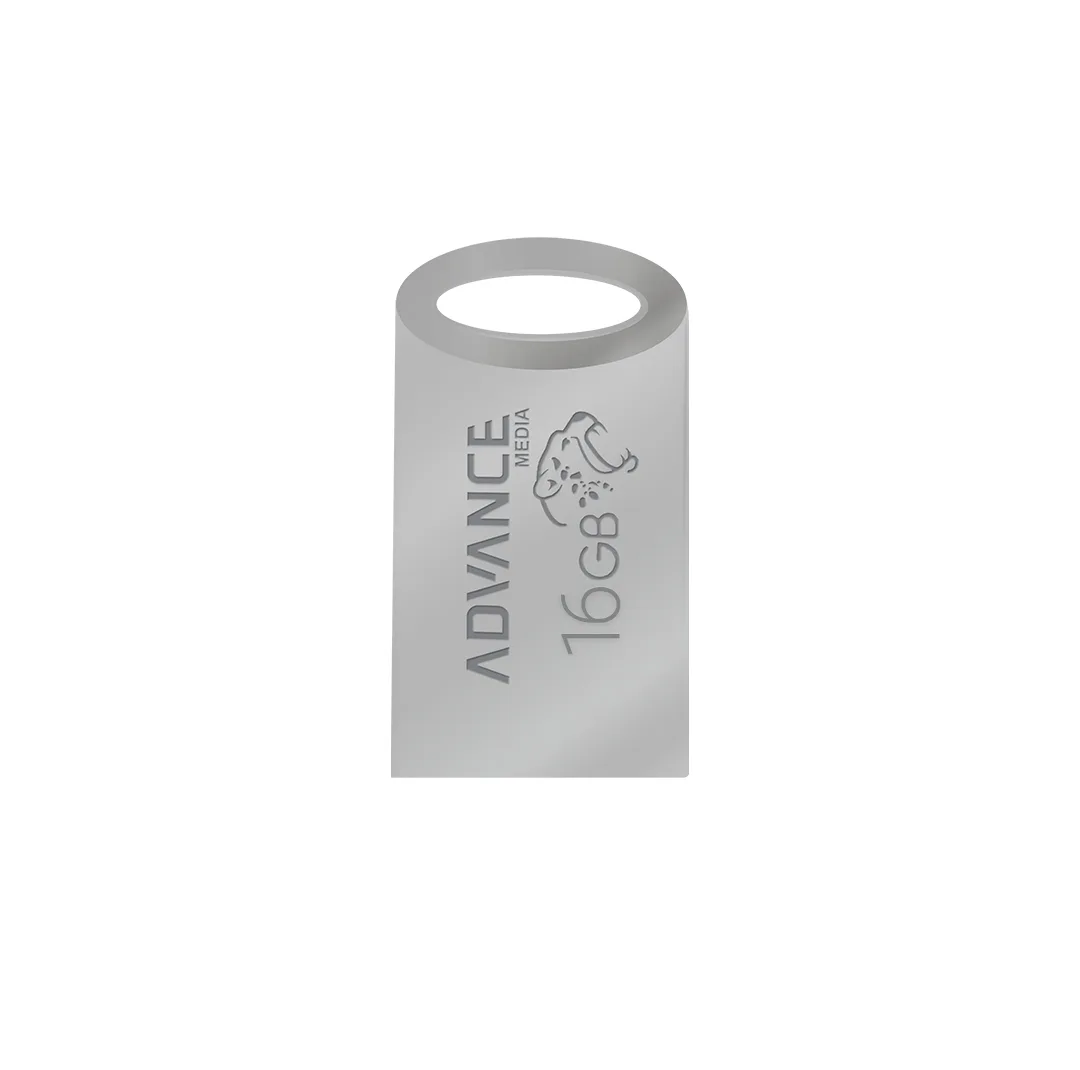 فلش مموری 16 گیگابایت ادونس مدل M-106 با رابط USB 2.0 Type-A، بدنه فلزی و طراحی بندانگشتی با بند آویز