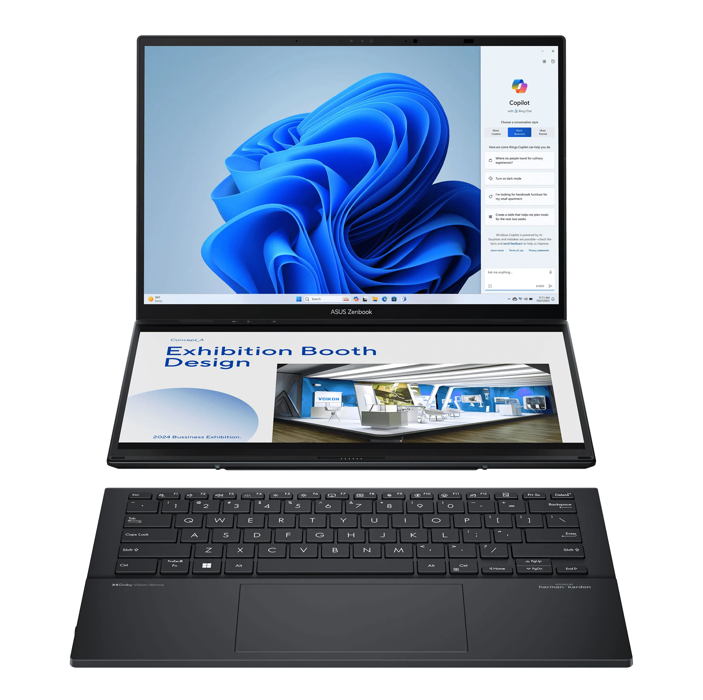 لپ‌تاپ 14 اینچی ایسوس مدل Zenbook DUO UX8406CA-Core Ultra 9 285H-32GB LPDDR5X-2TB SSD-Dual 3K OLED Touch 120Hz-W