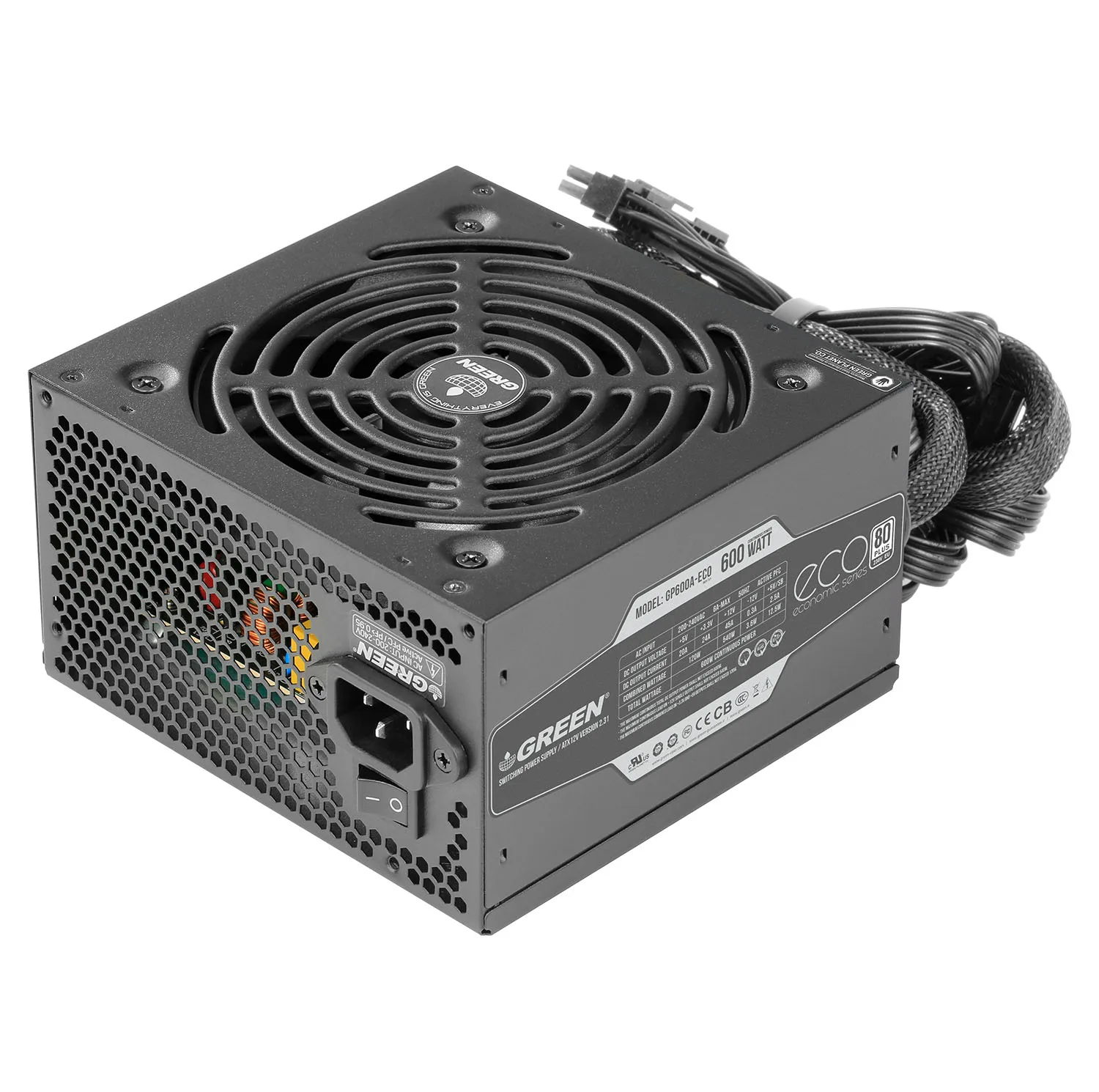منبع تغذیه کامپیوتر گرین مدل GP600A-ECO Rev3.1