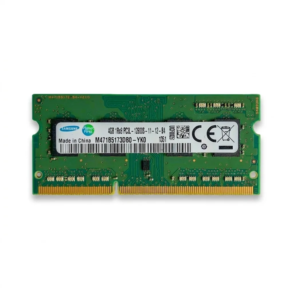 رم لپ‌تاپ سامسونگ DDR3L تک کاناله 4 گیگابایت مدل PC3L-12800 فرکانس 1600 مگاهرتز ولتاژ 1.35 ولت تایمینگ 11 نوع ماژول SO-DIMM