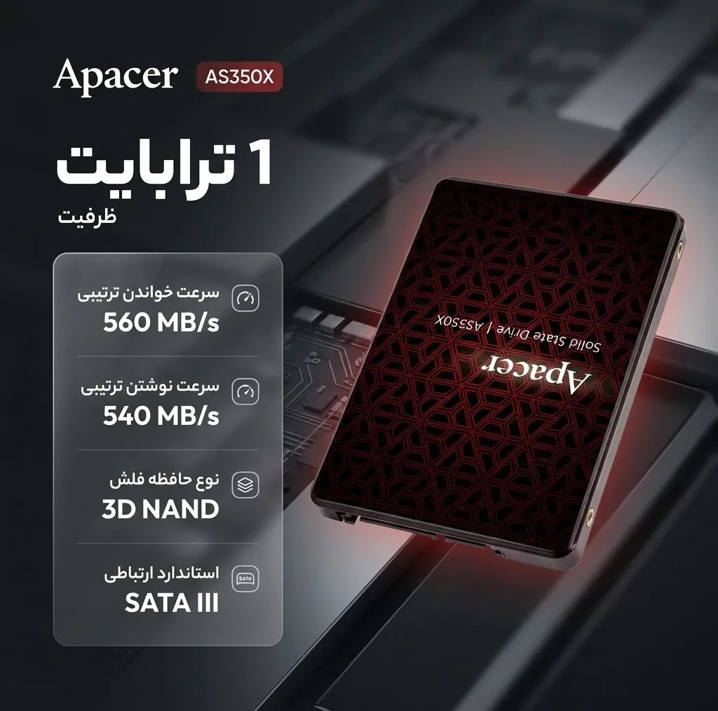 اس اس دی اینترنال SATA III اپیسر مدل AS350X ظرفیت 1 ترابایت