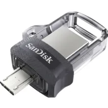 فلش مموری دوکاره سن دیسک مدل Ultra Dual Drive M3.0 ظرفیت 128 گیگابایت با رابط USB3.0 و MicroUSB، سرعت خواندن تا 150 مگابایت بر ثانیه و پشتیبانی از اپلیکیشن SanDisk Memory Zone