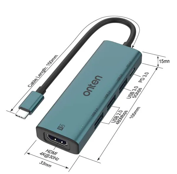 هاب 5 پورت USB-C اونتن مدل UC123