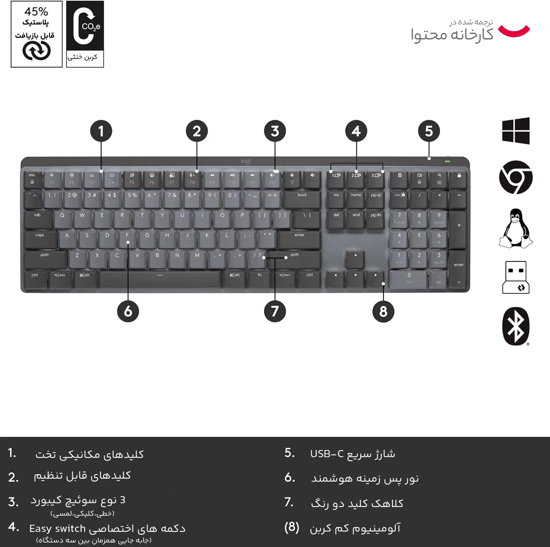 کیبورد لاجیتک مدل MX MECHANICAL TACTILE