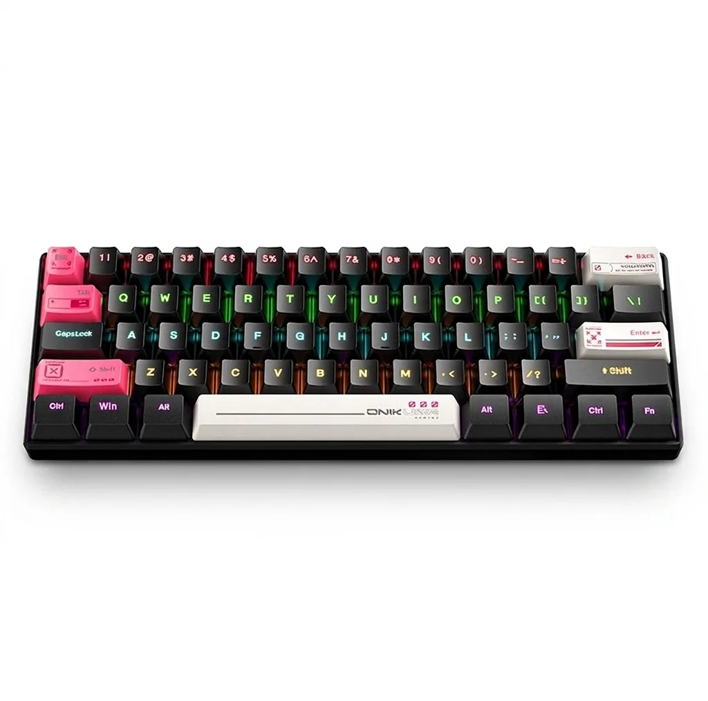 کیبورد گیمینگ اونیکوما مدل G55 RGB، مکانیکال سوییچ قهوه‌ای، Tenkeyless، نورپردازی RGB