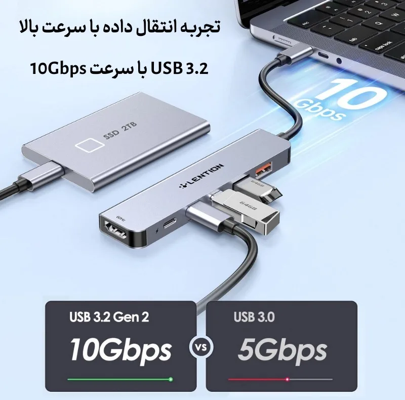 هاب 6 پورت USB-C لنشن مدل Ce37