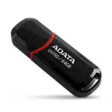 فلش مموری ای دیتا مدل UV150 ظرفیت 64 گیگابایت، رابط USB 3.2 Gen1 با سرعت خواندن 100 مگابایت بر ثانیه، درپوش‌دار، سازگار با ویندوز، مک و لینوکس، مناسب موبایل، تبلت، لپ‌تاپ و تلویزیون