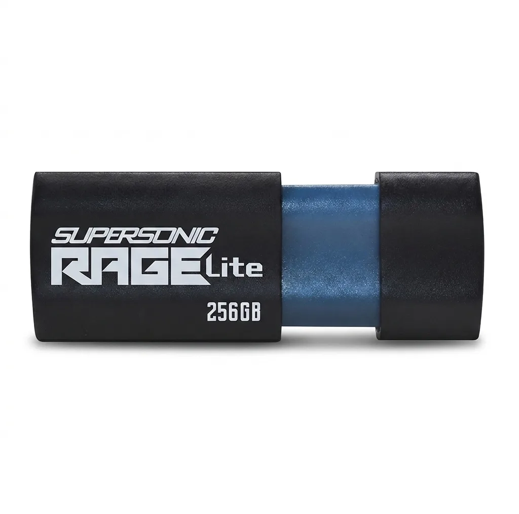 فلش مموری پتریوت مدل Patriot RAGE LITE ظرفیت 256 گیگابایت USB 3.2 Gen 1 با سرعت خواندن 120 مگابایت بر ثانیه، مقاوم در برابر آب، ضربه، شوک، لرزش و گرد و غبار، طراحی کشویی محافظ پورت