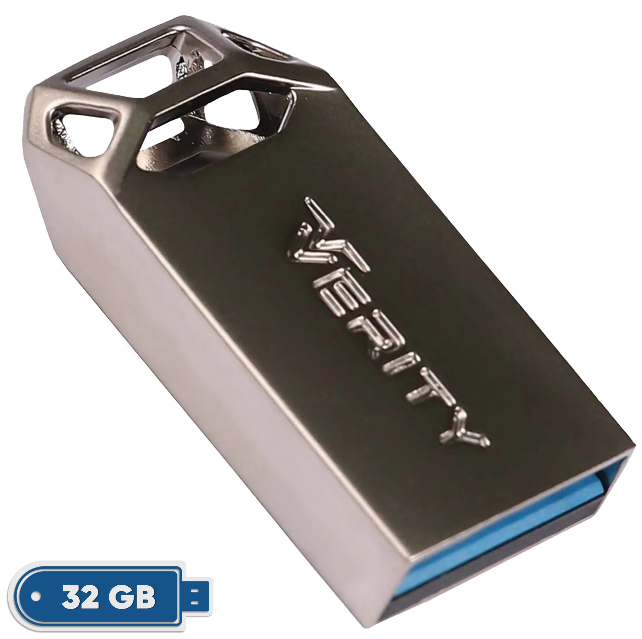 فلش مموری 32 گیگابایت وریتی مدل V-819 با رابط USB 2.0، بدنه فلزی مقاوم و ضد خش، سرعت انتقال 30 مگابایت بر ثانیه، سازگار با گوشی، تبلت، کامپیوتر و تلویزیون