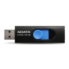 فلش مموری USB 3.2 ای‌دیتا مدل UV320 ظرفیت 64 گیگابایت با طراحی کشویی بدون درپوش و محل اتصال بند