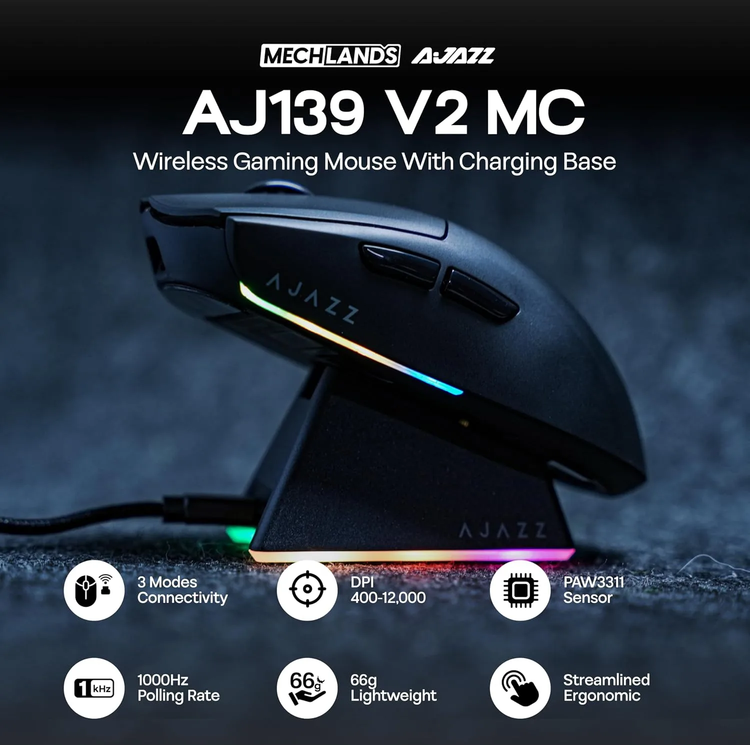 موس بی سیم مخصوص بازی آجز مدل AJ139 V2 MC