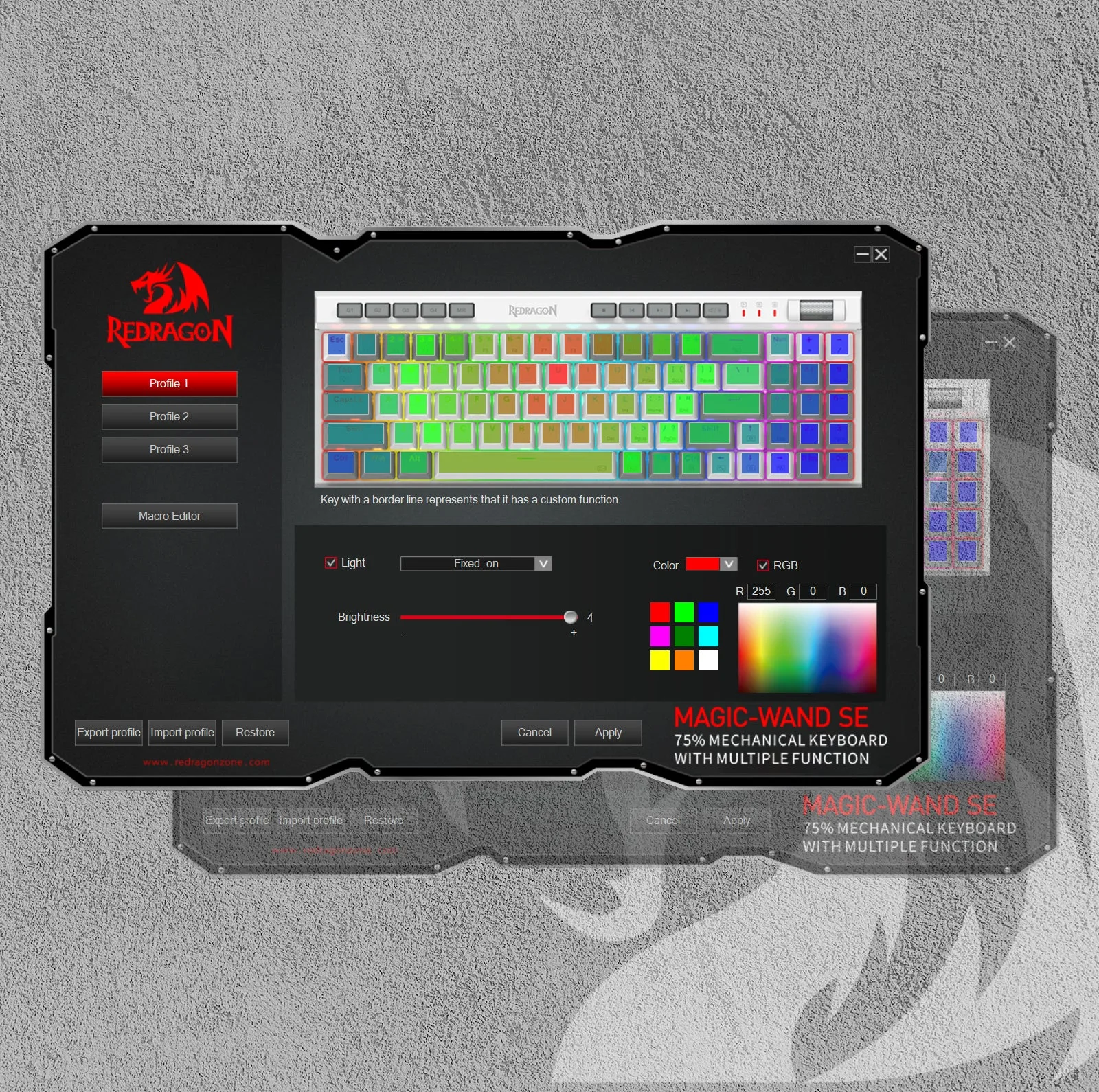کیبورد مخصوص بازی ردراگون مدل K655 MAGIC WAND SE RGB RED SWITCH