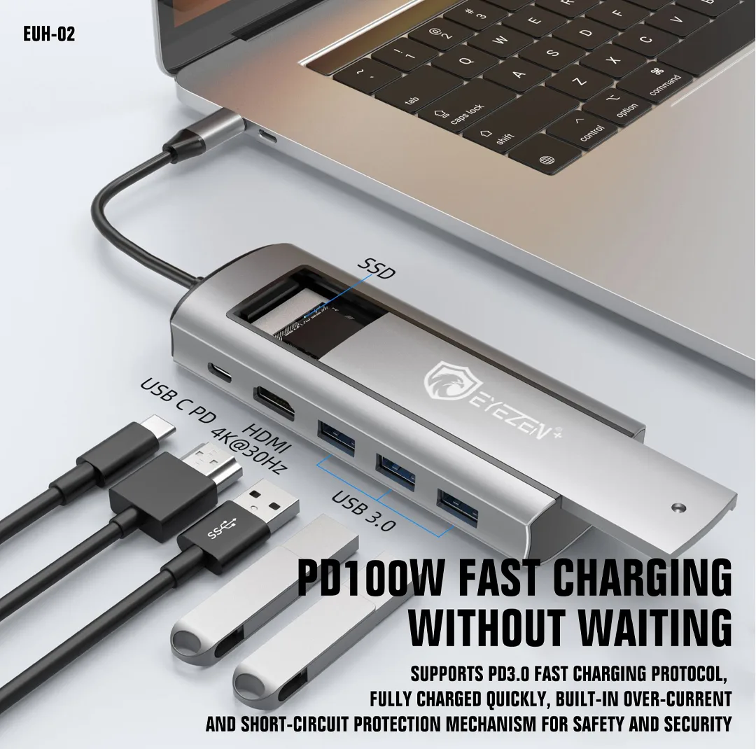 هاب 6 پورت USB-C آیزن مدل 6in1 HUB EUH-02