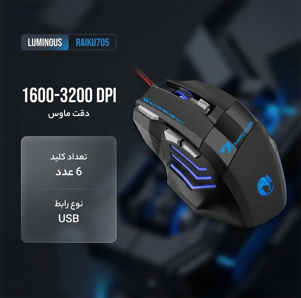 موس لومینوس مدل RAIKU705