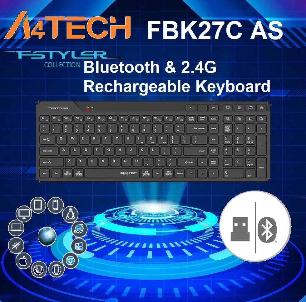 کیبورد بدونصدا ای فورتک مدل FBK27C AS