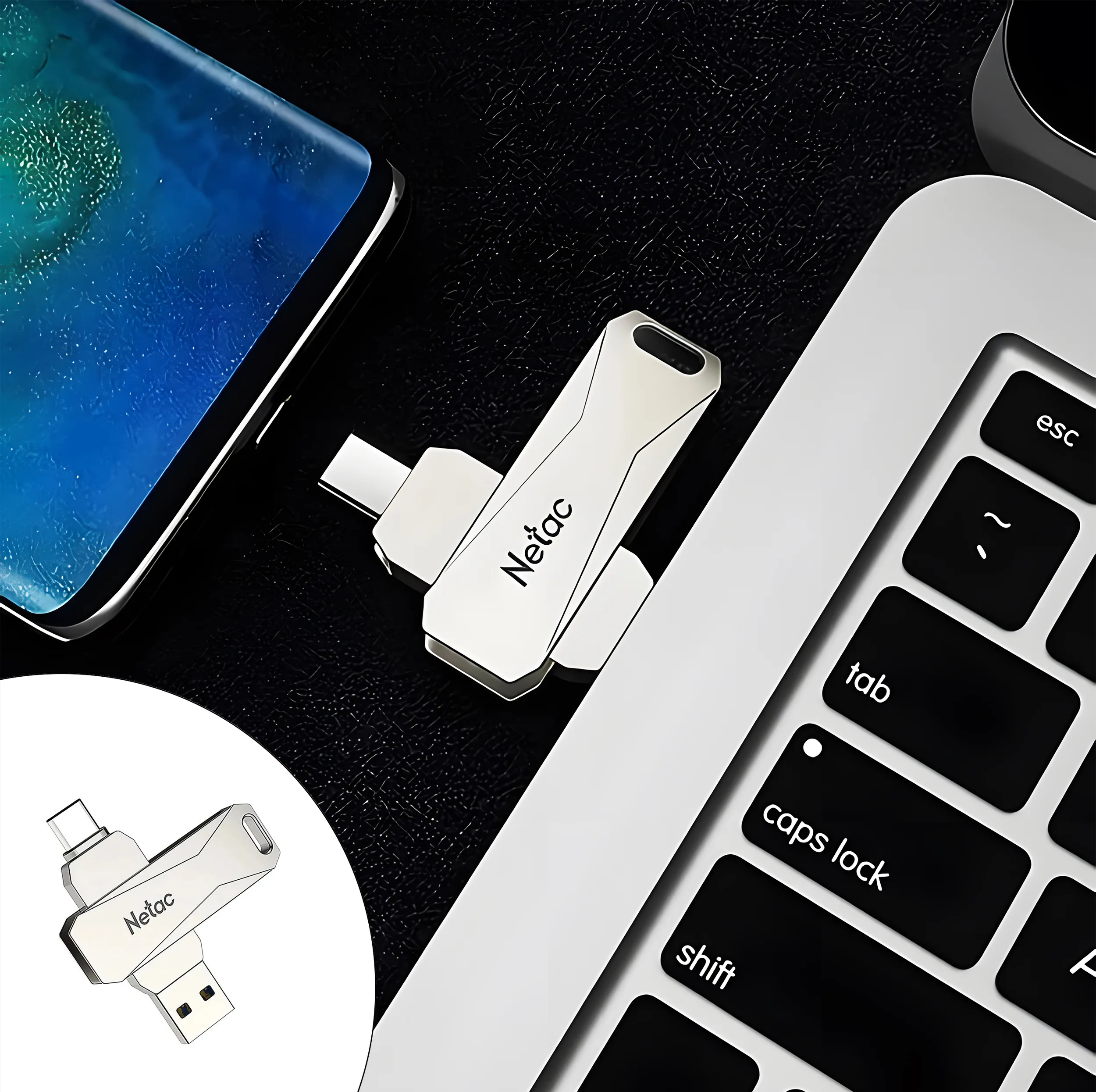 فلش مموری OTG نتاک مدل U782C-TypeC ظرفیت 128 گیگابایت