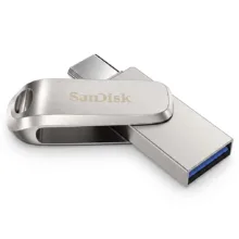 فلش مموری 128 گیگابایت سن دیسک مدل Ultra Dual Drive Luxe با دو رابط USB Type-C و USB Type-A، سرعت انتقال 150 مگابایت بر ثانیه، بدنه فلزی و سازگار با ویندوز، مک، اندروید و iOS