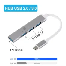 هاب 4 پورت USB-C اکی یس مدل 4IN1 TYPE-C