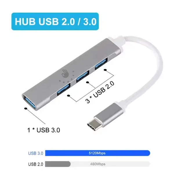 هاب 4 پورت USB-C اکی یس مدل 4IN1 TYPE-C