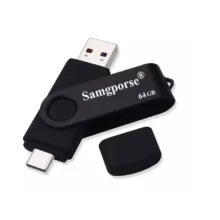 فلش مموری 64 گیگابایت سمگپرس مدل OTG USB Type C با قابلیت اتصال مستقیم به گوشی‌های دارای درگاه Type C و درپوش محافظ درگاه