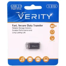 فلش مموری وریتی مدل V-819 ظرفیت 16 گیگابایت بند انگشتی با بدنه فلزی، رابط USB 2.0 و سرعت انتقال 30 مگابایت بر ثانیه، سازگار با کامپیوتر، لپ‌تاپ، موبایل، تبلت و تلویزیون