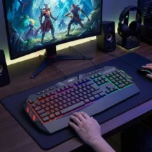 کیبورد گیمینگ هیسکا مدل HX-KEG400 RGB، سوییچ ممبران، Full-Size نورپردازی RGB