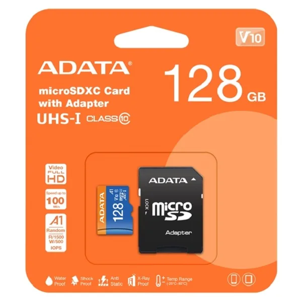 کارت حافظه‌ microSDHD ای دیتا مدل Premier کلاس 10 استاندارد UHS-I U1 سرعت 100MBps ظرفیت 128 گیگابایت