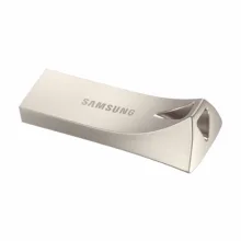 فلش مموری سامسونگ Bar Plus ظرفیت 64 گیگابایت USB 3.1 با بدنه فلزی مقاوم، سرعت انتقال 300 مگابایت بر ثانیه، ضد آب تا عمق یک متر، مقاوم در برابر ضربه، شوک، حرارت و مغناطیس