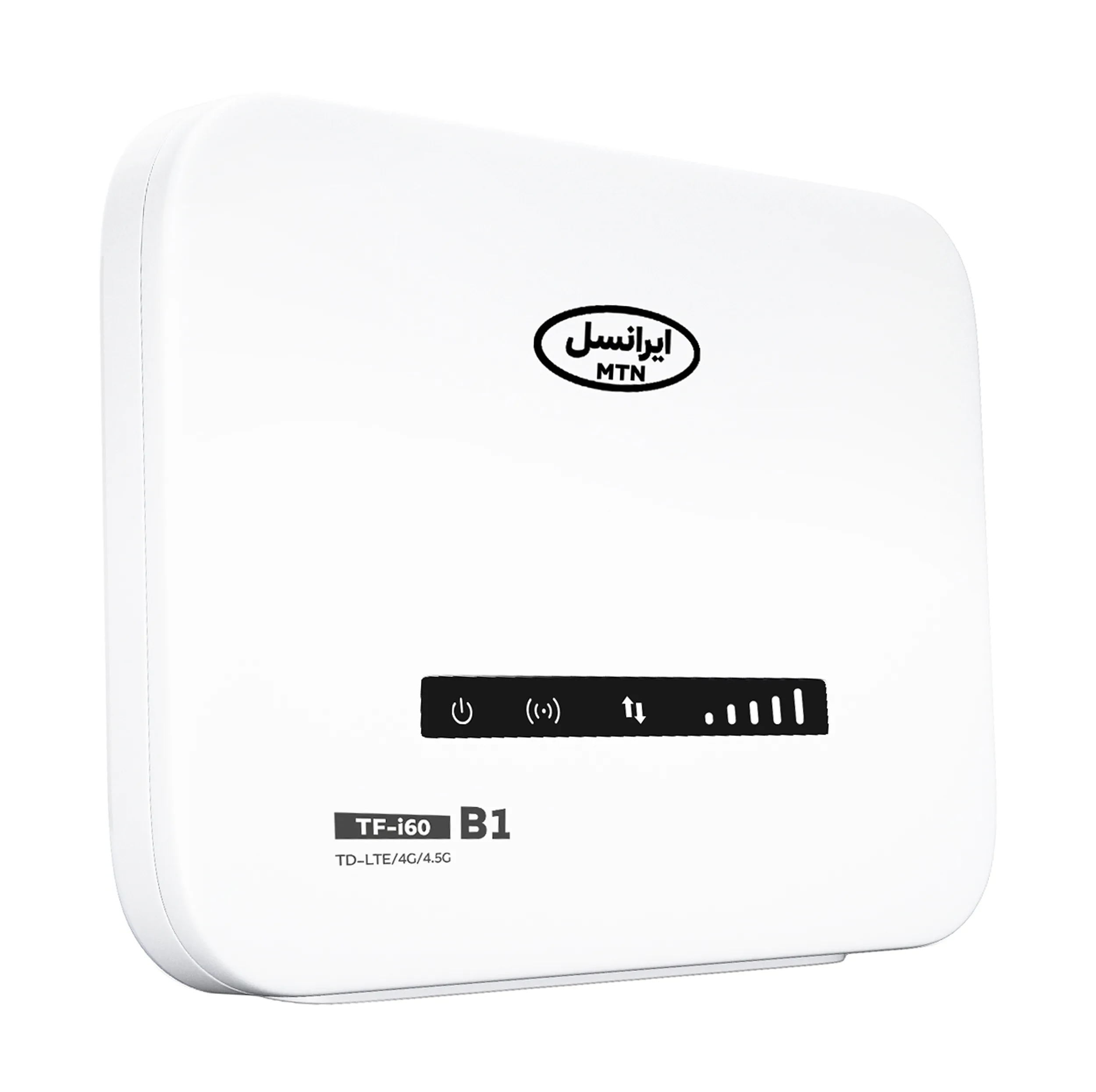 مودم روتر خانگی ایرانسل مدل TF-i60 B1 با پشتیبانی از شبکه نسل 4 ثابت و اینترنت همراه، وای‌فای AC در باند 5 گیگاهرتز، اتصال هم‌زمان 32 کاربر و دو سیم‌کارت FD و TD
