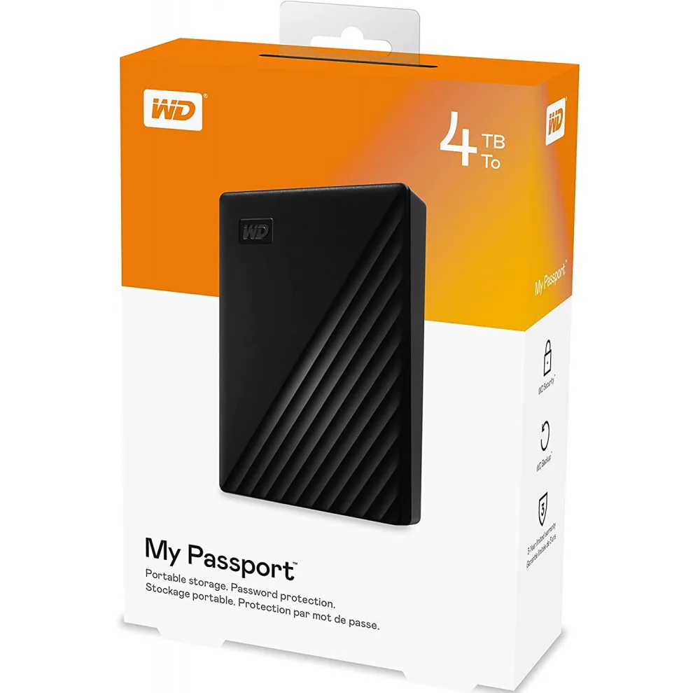 هارد اکسترنال وسترن دیجیتال مدل My Passport ظرفیت چهار ترابایت دارای رابط USB Type-A 3.0