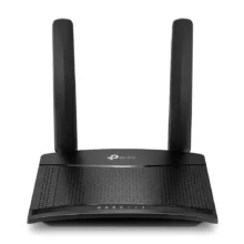 مودم 3G/4G خانگی تی پی-لینک مدل MR100 با قابلیت اتصال سیم‌کارت، پشتیبانی از 32 کاربر همزمان، سرعت دانلود 300 مگابیت و آپلود 150 مگابیت بر ثانیه، فرکانس 2.4 گیگاهرتز، امنیت پیشرفته و کنترل والدین