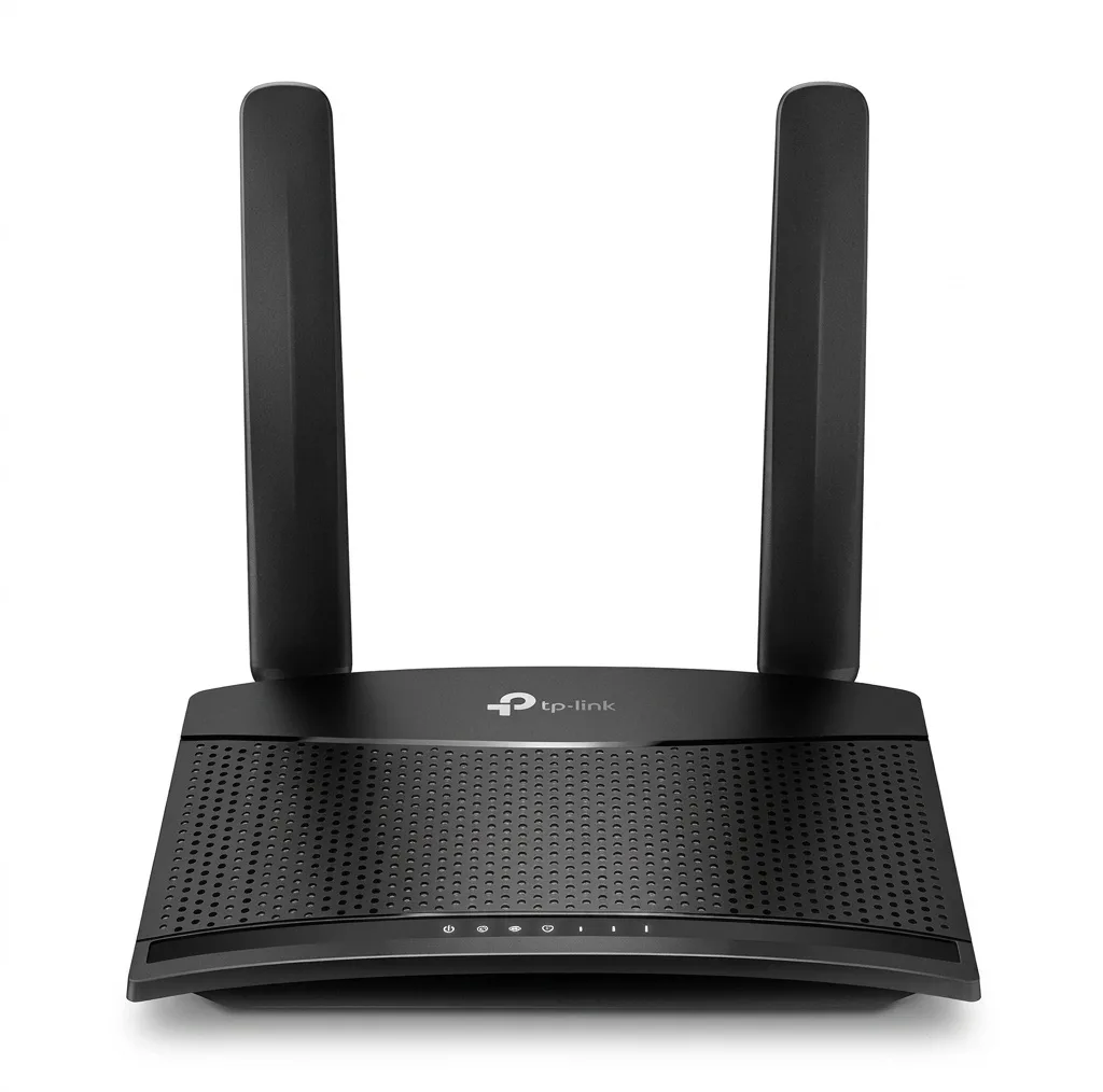 مودم 3G/4G خانگی تی پی-لینک مدل MR100 با قابلیت اتصال سیم‌کارت، پشتیبانی از 32 کاربر همزمان، سرعت دانلود 300 مگابیت و آپلود 150 مگابیت بر ثانیه، فرکانس 2.4 گیگاهرتز، امنیت پیشرفته و کنترل والدین