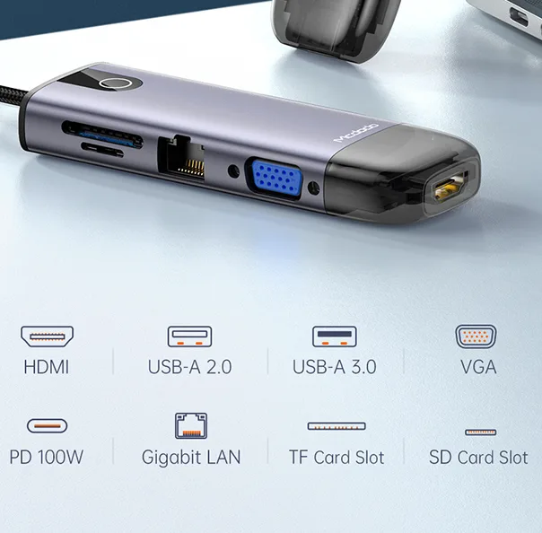هاب 10 پورت USB-C مک دودو مدل HU-742
