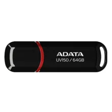 فلش مموری ای دیتا مدل UV150 ظرفیت 64 گیگابایت، رابط USB 3.2 Gen1، سرعت خواندن 90 مگابایت بر ثانیه، طراحی درپوش‌دار، سازگار با گوشی، تبلت، کامپیوتر و تلویزیون