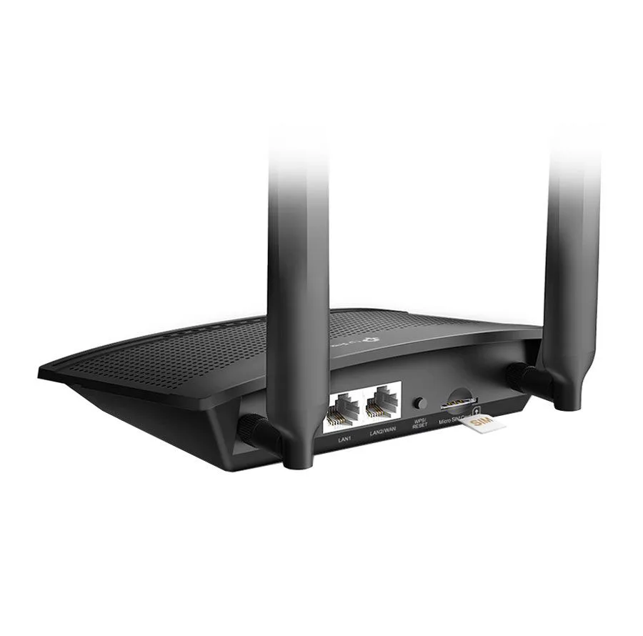 مودم 3G/4G خانگی تی پی-لینک مدل MR100 با قابلیت اتصال سیمکارت، پشتیبانی از 32 کاربر همزمان، سرعت دانلود 300 مگابیت و آپلود 150 مگابیت بر ثانیه، فرکانس 2.4 گیگاهرتز، امنیت پیشرفته و کنترل والدین
