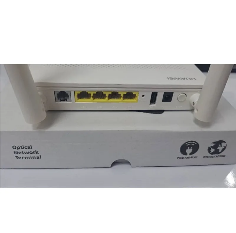 مودم فیبر نوری دوبانده مدل EG8145V5 با پشتیبانی از شبکه 4G، سرعت بی‌سیم تا 866 مگابیت، دو آنتن خارجی، قابلیت اتصال 10 کاربر و رابط USB مناسب استفاده خانگی و اداری