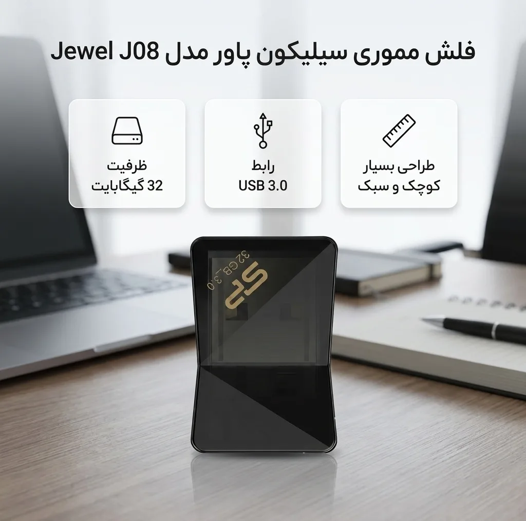 فلش مموری سیلیکون پاور مدل Jewel J08 ظرفیت 32 گیگابایت سازگار با ویندوز، مک و لینوکس